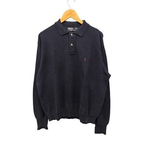Polo Ralph Lauren Shirt Men’s Navy Blue Long‎ Sleeve Cotton Knit Classic Polo XL